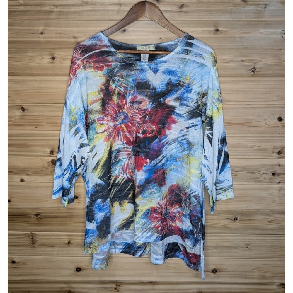 Jess & Jane Top Womens 2x Multicolor Blouse Art‎ Lightweight